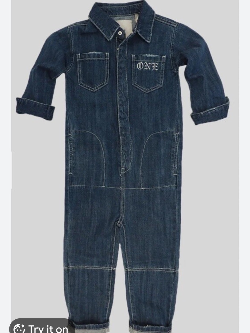 One Teaspoon Kids Blue Denim One-Piece Jumpsuit